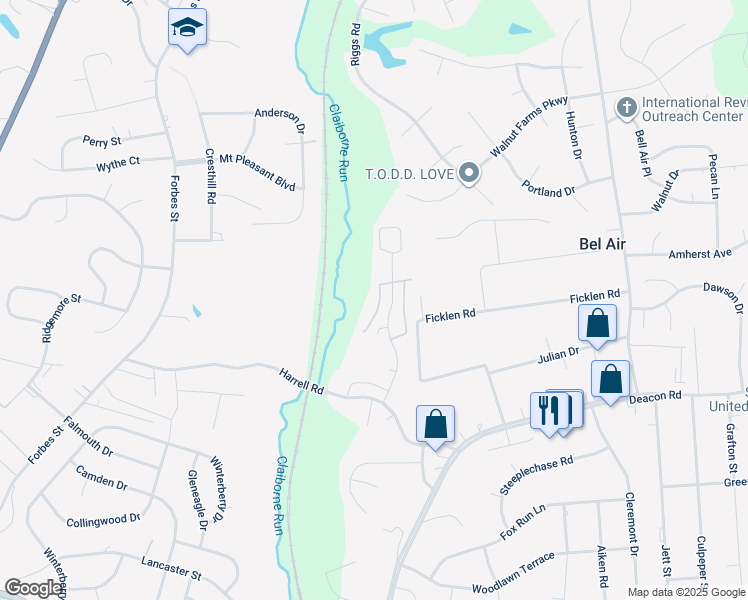 map of restaurants, bars, coffee shops, grocery stores, and more near 300 Dundee Place in Fredericksburg