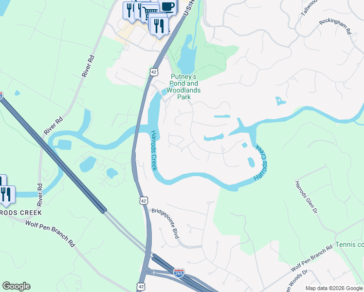 map of restaurants, bars, coffee shops, grocery stores, and more near 6919 Ridge Run Circle in Prospect