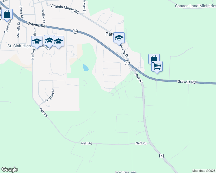 map of restaurants, bars, coffee shops, grocery stores, and more near 561 Mulligan Court in Saint Clair