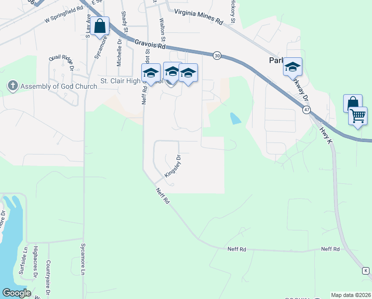 map of restaurants, bars, coffee shops, grocery stores, and more near 1310 Oak Ridge Estates Drive in Saint Clair