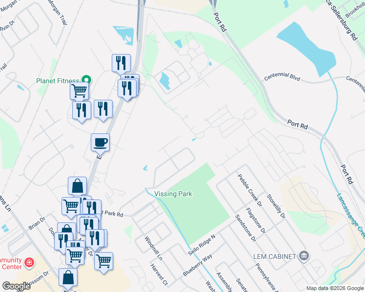 map of restaurants, bars, coffee shops, grocery stores, and more near 3817 Ridgetop Circle in Jeffersonville