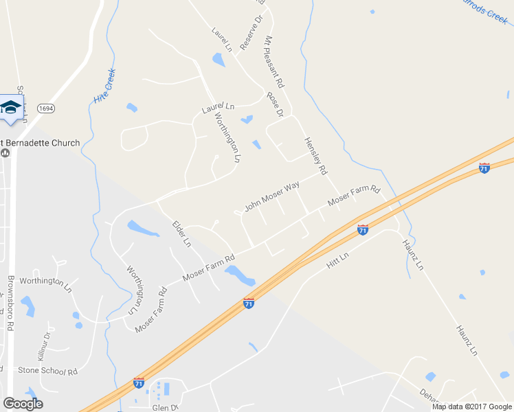 map of restaurants, bars, coffee shops, grocery stores, and more near 6211 Elizabeth Court in Prospect