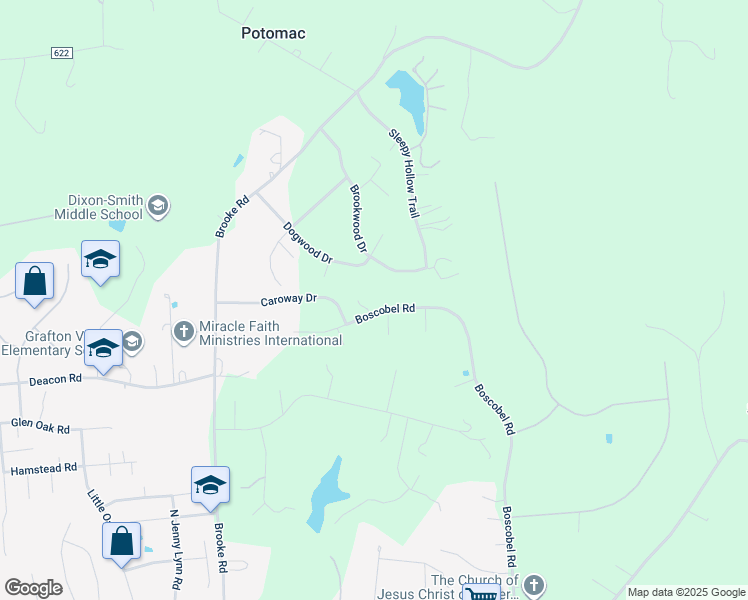 map of restaurants, bars, coffee shops, grocery stores, and more near 116 Boscobel Road in Fredericksburg