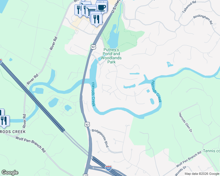 map of restaurants, bars, coffee shops, grocery stores, and more near 6919 Ridge Run Circle in Prospect