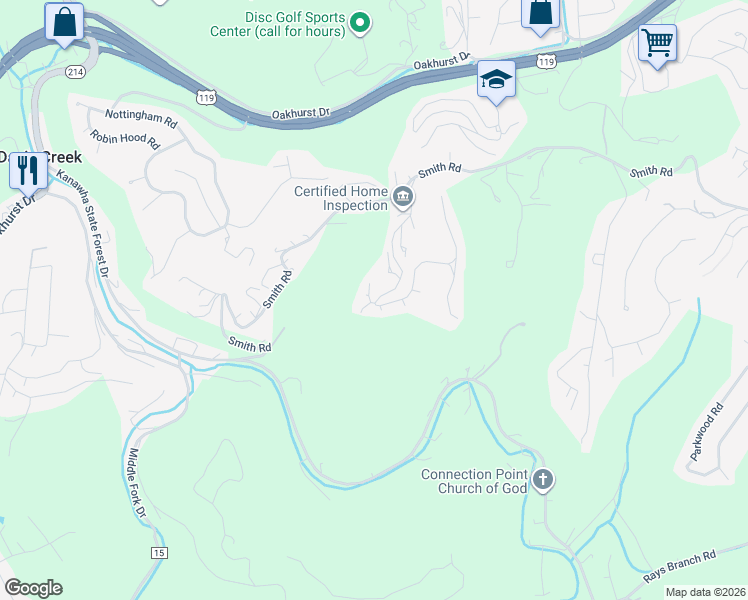 map of restaurants, bars, coffee shops, grocery stores, and more near 101-185 Antler Drive in Charleston