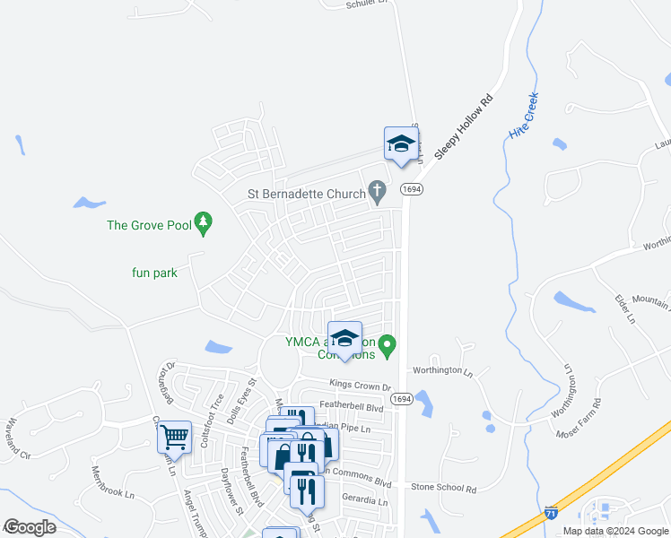 map of restaurants, bars, coffee shops, grocery stores, and more near 6359 Meeting Street in Prospect