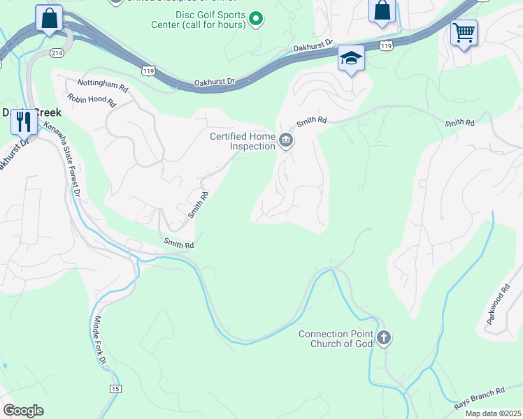 map of restaurants, bars, coffee shops, grocery stores, and more near 185 Antler Drive in Charleston