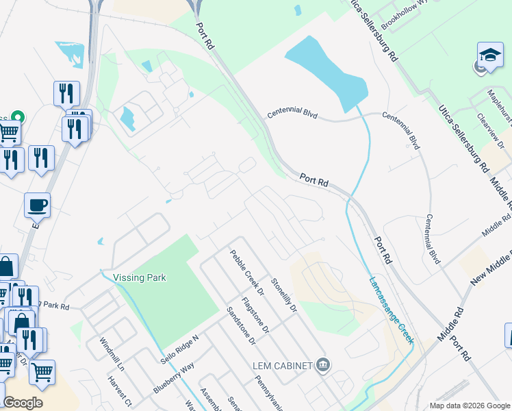 map of restaurants, bars, coffee shops, grocery stores, and more near 1221 Stonelilly Drive in Jeffersonville