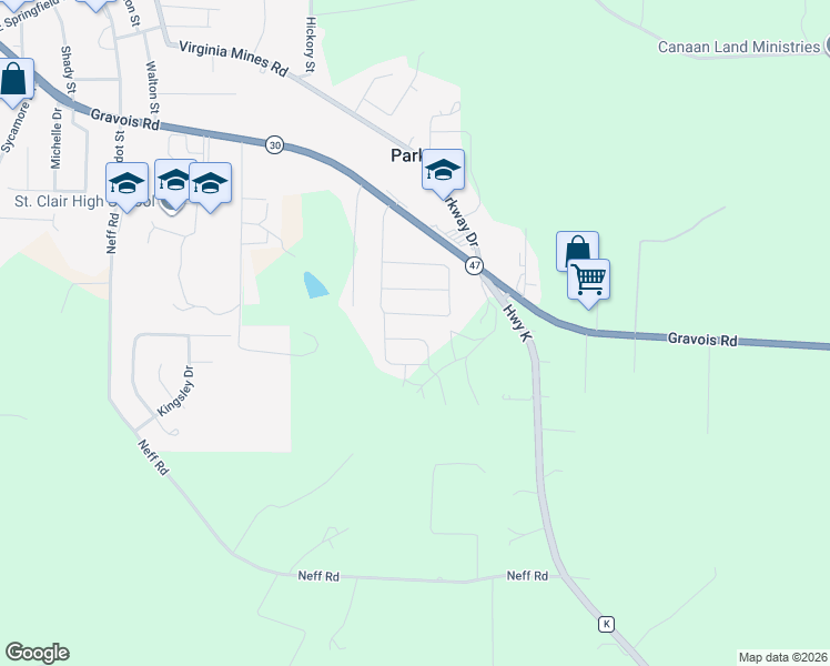 map of restaurants, bars, coffee shops, grocery stores, and more near 561 Mulligan Court in Saint Clair