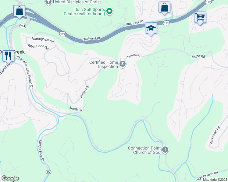 map of restaurants, bars, coffee shops, grocery stores, and more near 101-185 Antler Drive in Charleston