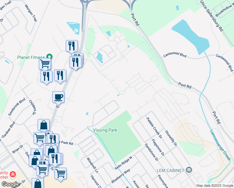 map of restaurants, bars, coffee shops, grocery stores, and more near 3817 Ridgetop Circle in Jeffersonville