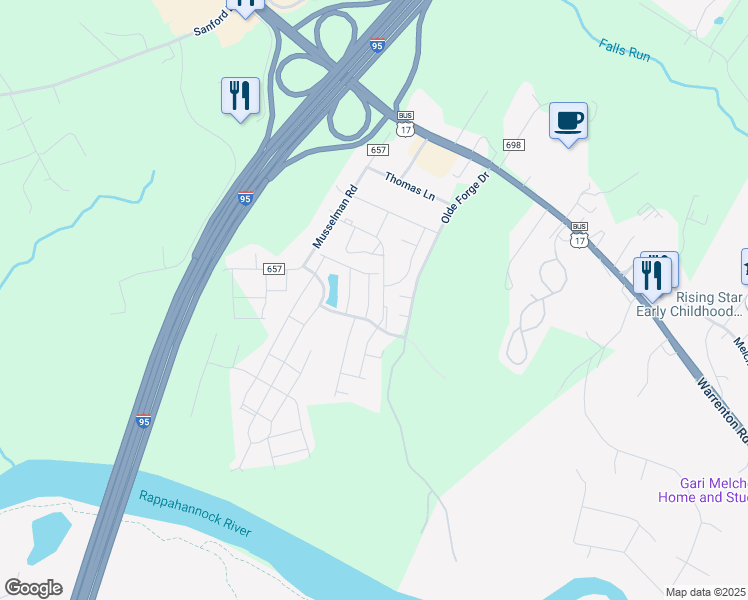 map of restaurants, bars, coffee shops, grocery stores, and more near 202 Brenton Road in Fredericksburg