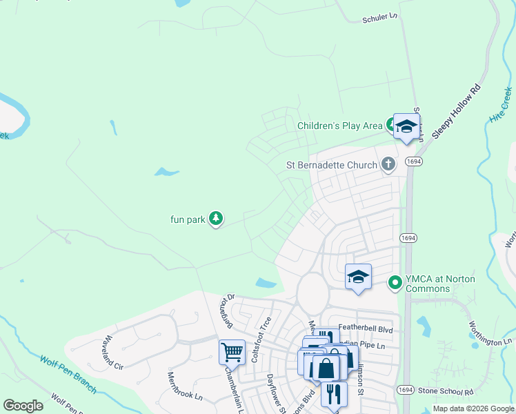 map of restaurants, bars, coffee shops, grocery stores, and more near 6103 Chamberlain Lane in Prospect
