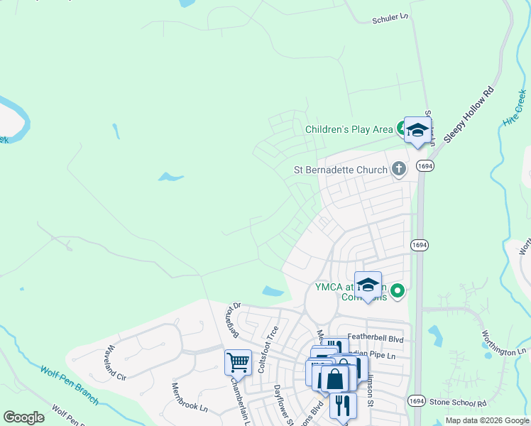 map of restaurants, bars, coffee shops, grocery stores, and more near 6101 Chamberlain Lane in Prospect