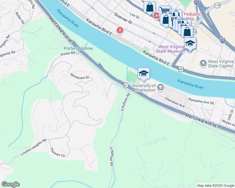 map of restaurants, bars, coffee shops, grocery stores, and more near 1899 Roundhill Road in Charleston