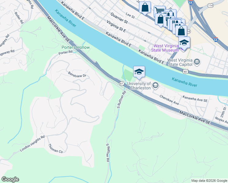 map of restaurants, bars, coffee shops, grocery stores, and more near 1899 Roundhill Road in Charleston