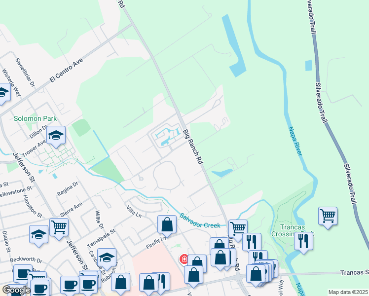 map of restaurants, bars, coffee shops, grocery stores, and more near 1 Garfield Lane in Napa