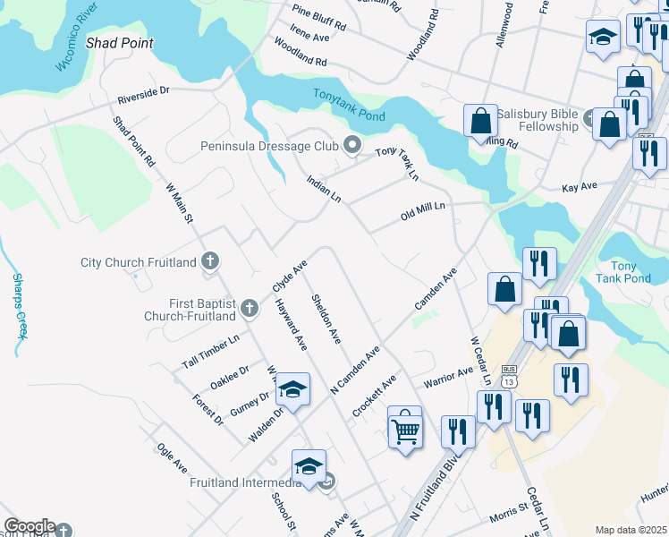 map of restaurants, bars, coffee shops, grocery stores, and more near 514 Clyde Avenue in Fruitland