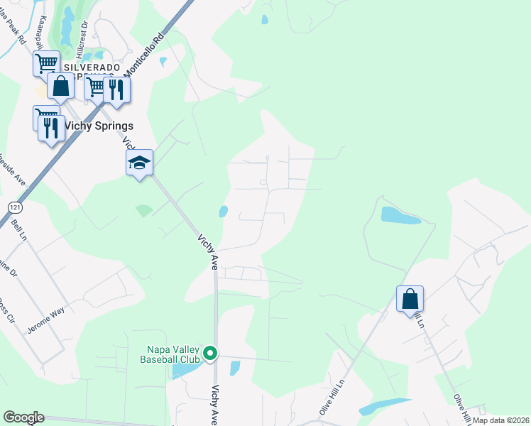 map of restaurants, bars, coffee shops, grocery stores, and more near La Grande Ave & Almar Dr in Napa
