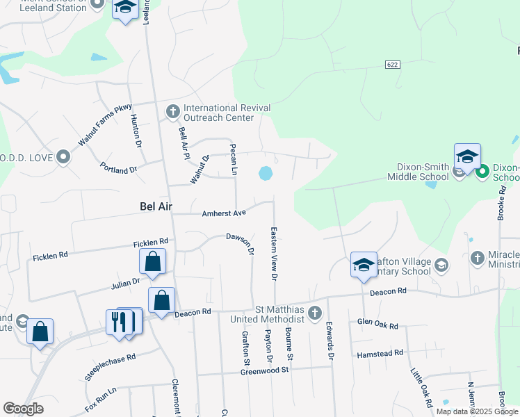 map of restaurants, bars, coffee shops, grocery stores, and more near 1208 Amherst Avenue in Fredericksburg