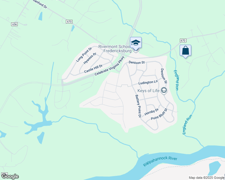 map of restaurants, bars, coffee shops, grocery stores, and more near 8 Pensacola Street in Fredericksburg