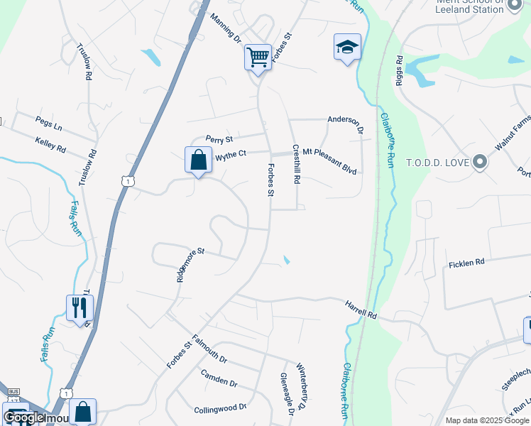 map of restaurants, bars, coffee shops, grocery stores, and more near 805 Forbes Street in Falmouth