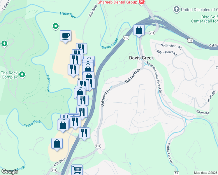 map of restaurants, bars, coffee shops, grocery stores, and more near 1818-1856 Jefferson Road in Charleston