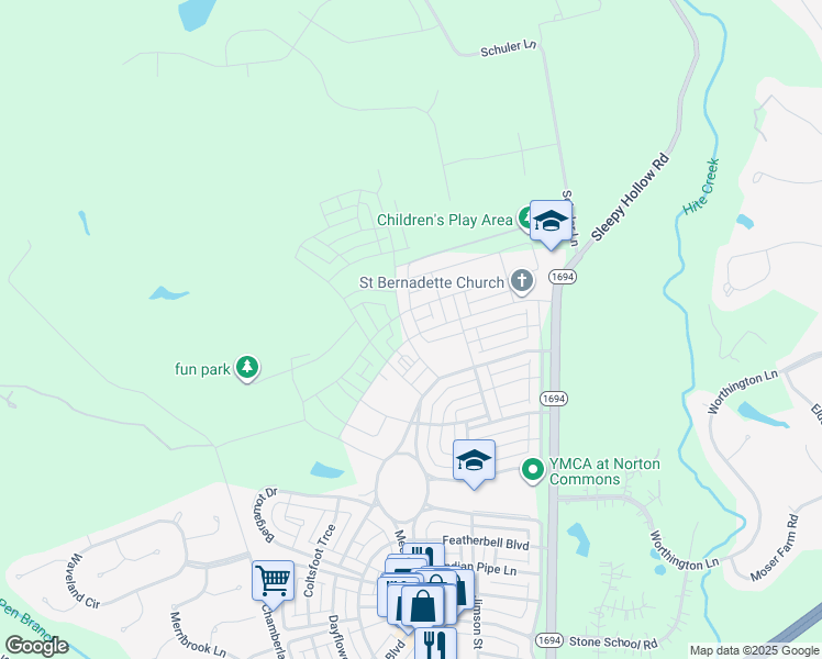 map of restaurants, bars, coffee shops, grocery stores, and more near 11321 River Beauty Loop in Prospect