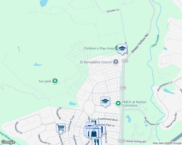 map of restaurants, bars, coffee shops, grocery stores, and more near 11321 River Beauty Loop in Prospect