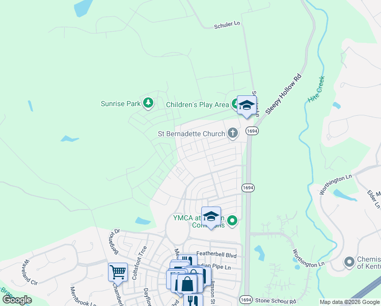 map of restaurants, bars, coffee shops, grocery stores, and more near 6401 Saint Bernadette Avenue in Prospect