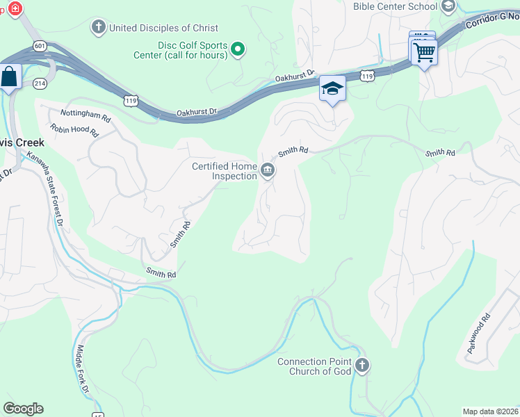 map of restaurants, bars, coffee shops, grocery stores, and more near 104 Powderhorn Road in Charleston