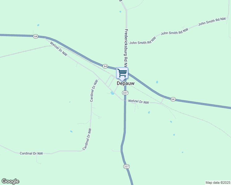 map of restaurants, bars, coffee shops, grocery stores, and more near 8930 Market Street Northwest in Depauw