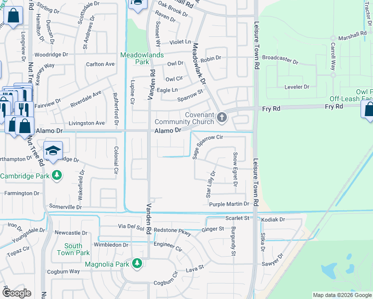 map of restaurants, bars, coffee shops, grocery stores, and more near 307 Maverick Drive in Vacaville