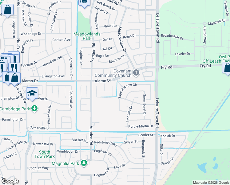 map of restaurants, bars, coffee shops, grocery stores, and more near 307 Maverick Drive in Vacaville