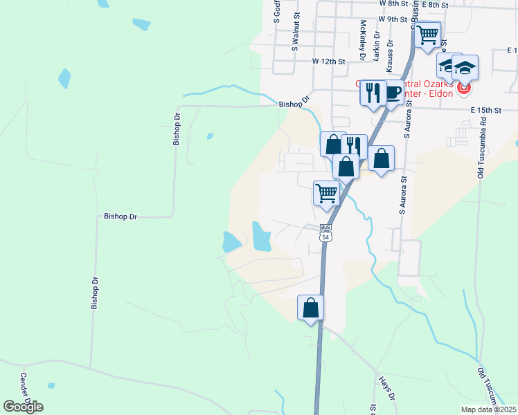 map of restaurants, bars, coffee shops, grocery stores, and more near Moon Valley Road in Eldon