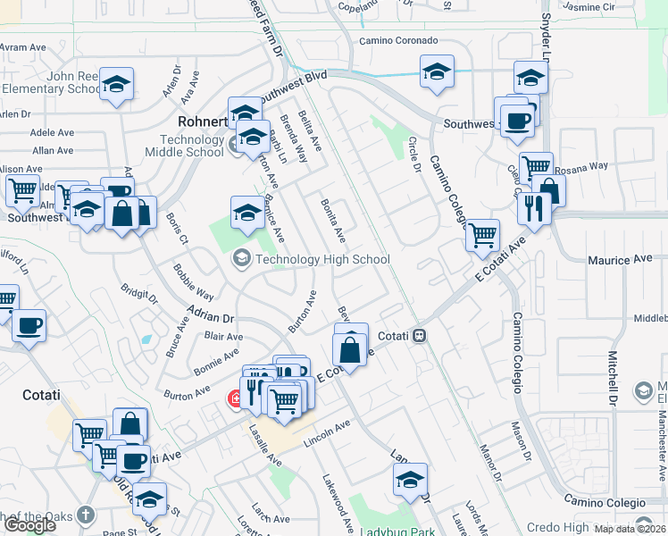 map of restaurants, bars, coffee shops, grocery stores, and more near 700 Brett Avenue in Rohnert Park