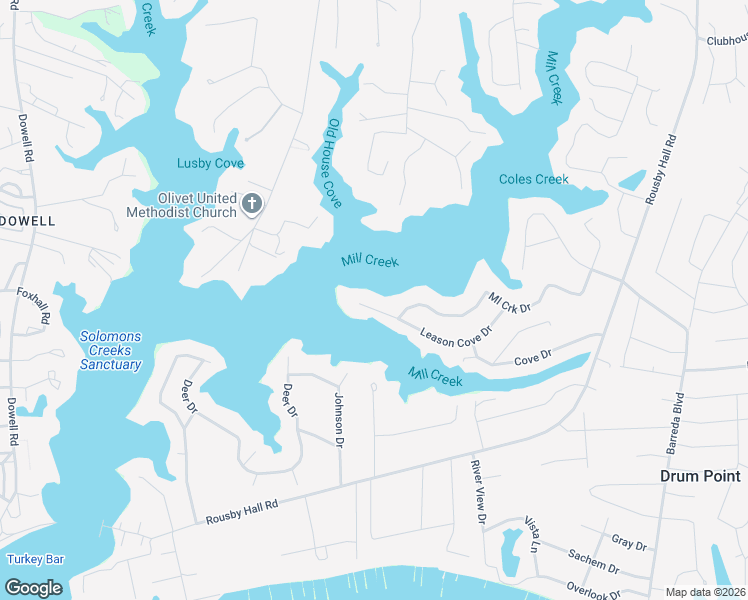 map of restaurants, bars, coffee shops, grocery stores, and more near 158 Leason Cove Drive in Lusby