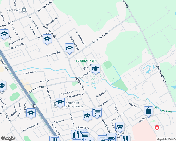 map of restaurants, bars, coffee shops, grocery stores, and more near 1314 Trower Avenue in Napa