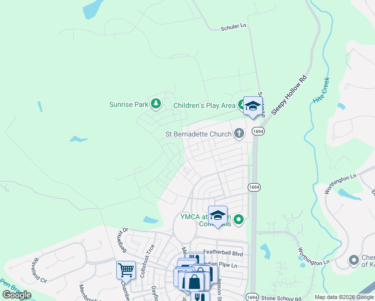 map of restaurants, bars, coffee shops, grocery stores, and more near 11321 River Beauty Loop in Prospect