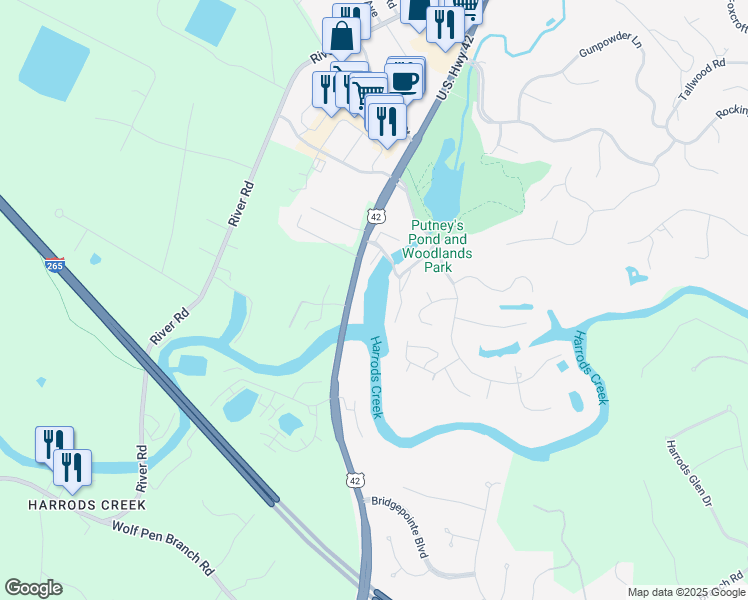map of restaurants, bars, coffee shops, grocery stores, and more near 8804 U.S. 42 in Prospect