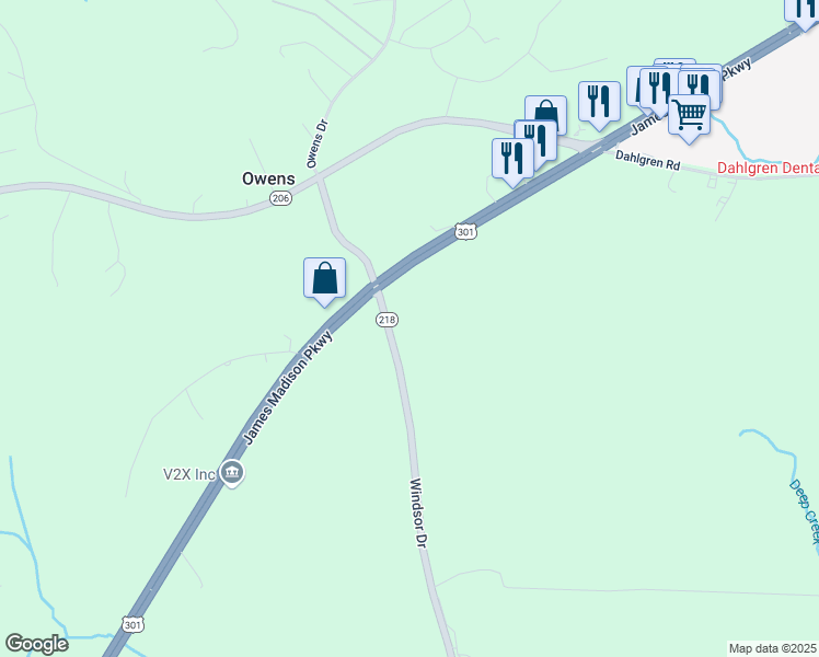 map of restaurants, bars, coffee shops, grocery stores, and more near 5421 Windsor Drive in King George