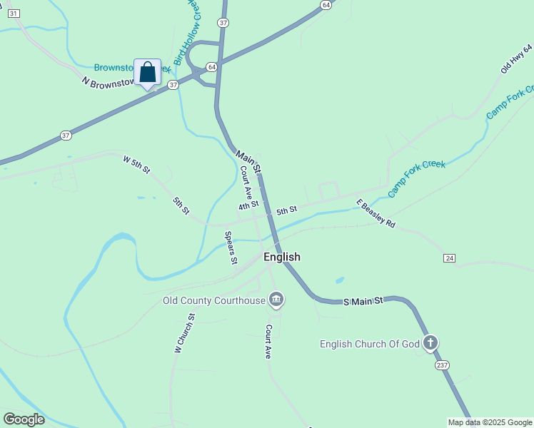 map of restaurants, bars, coffee shops, grocery stores, and more near in English