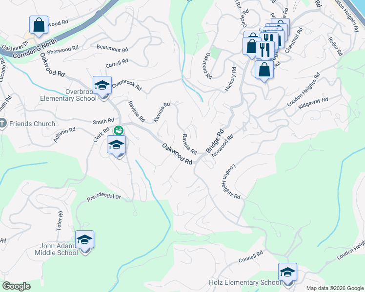 map of restaurants, bars, coffee shops, grocery stores, and more near 117 Oakwood Road in Charleston
