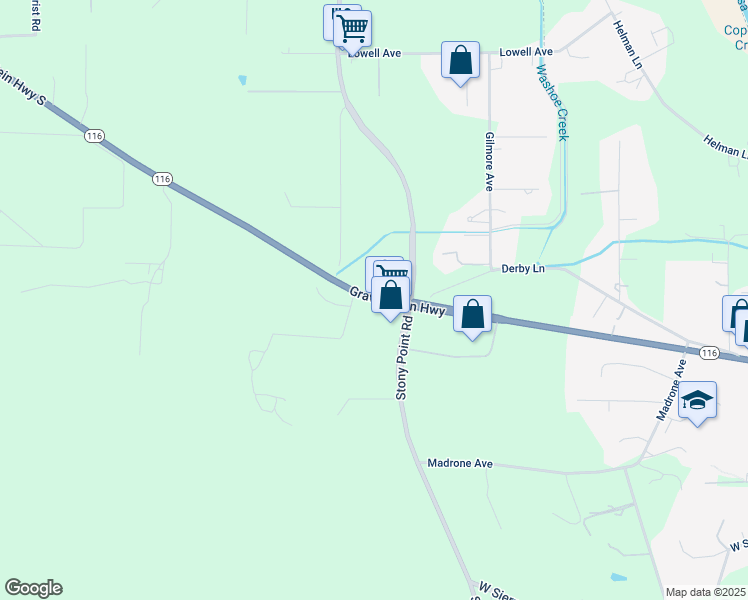 map of restaurants, bars, coffee shops, grocery stores, and more near 7050 Highway South in Cotati