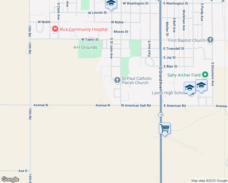 map of restaurants, bars, coffee shops, grocery stores, and more near Saint Paul Street in Lyons