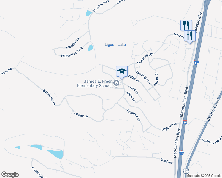 map of restaurants, bars, coffee shops, grocery stores, and more near 1800 Hanover Lane in Barnhart