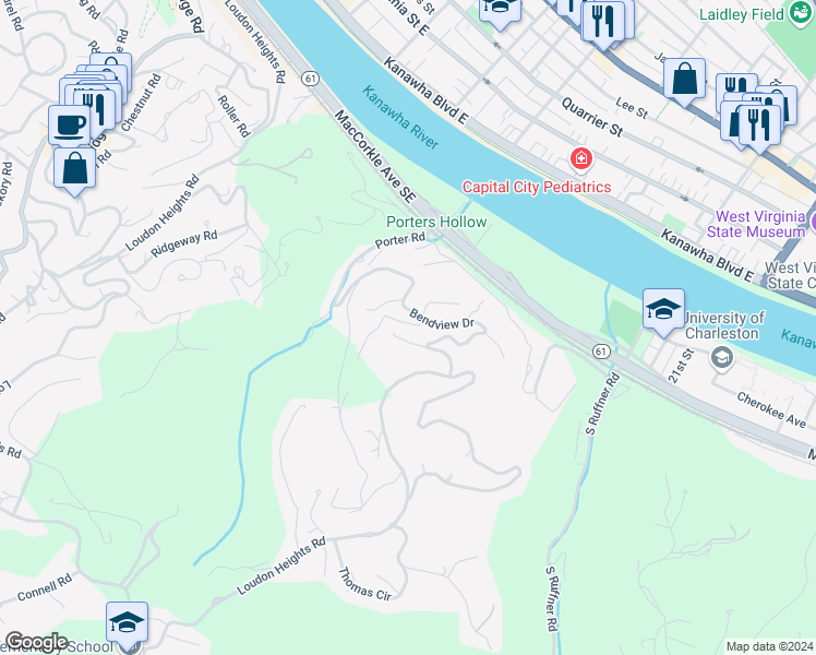map of restaurants, bars, coffee shops, grocery stores, and more near 5 Estill Drive in Charleston