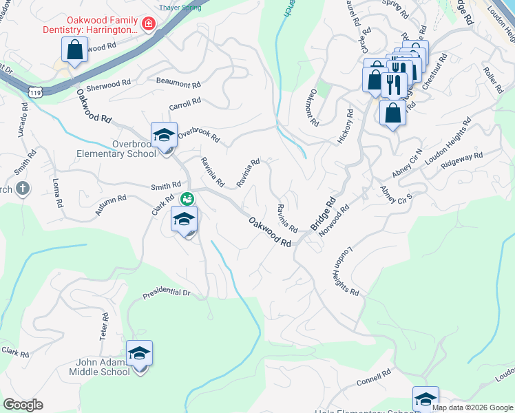 map of restaurants, bars, coffee shops, grocery stores, and more near 2 Observatory Road in Charleston