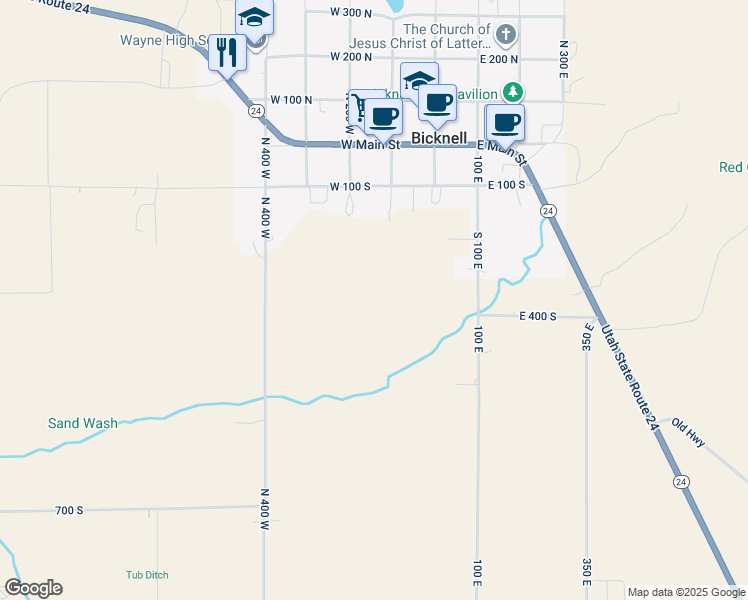 map of restaurants, bars, coffee shops, grocery stores, and more near in Bicknell