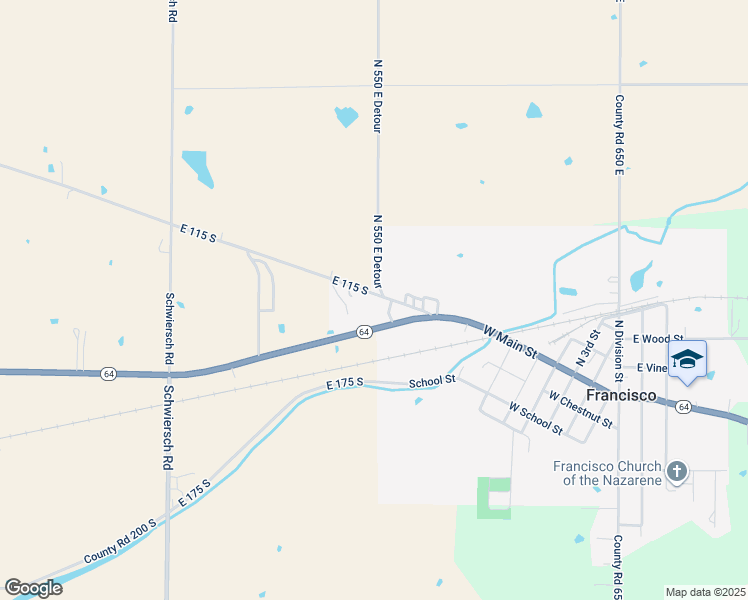 map of restaurants, bars, coffee shops, grocery stores, and more near 5887 East 115 South in Francisco